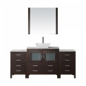 Dior 72" Single Bathroom Vanity in Espresso with Marble Top and Square Sink with Polished Chrome Faucet and Mirror