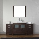 Dior 72" Single Bathroom Vanity in Espresso with Marble Top and Square Sink with Polished Chrome Faucet and Mirror