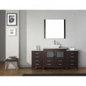 Dior 72" Single Bathroom Vanity in Espresso with Marble Top and Square Sink with Polished Chrome Faucet and Mirror