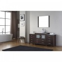 Dior 72" Single Bathroom Vanity in Espresso with Marble Top and Square Sink with Polished Chrome Faucet and Mirror