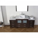 Dior 72" Single Bathroom Vanity in Espresso with Marble Top and Square Sink with Polished Chrome Faucet and Mirror