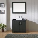 Tavian 36" Single Bathroom Vanity in Zebra Grey with Black Galaxy Granite Top and Square Sink with Polished Chrome Faucet and Mirror