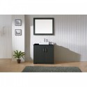Tavian 36" Single Bathroom Vanity in Zebra Grey with Black Galaxy Granite Top and Square Sink with Polished Chrome Faucet and Mirror