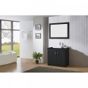 Tavian 36" Single Bathroom Vanity in Zebra Grey with Black Galaxy Granite Top and Square Sink with Polished Chrome Faucet and Mirror