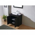 Tavian 36" Single Bathroom Vanity in Zebra Grey with Black Galaxy Granite Top and Square Sink with Polished Chrome Faucet and Mirror