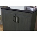 Tavian 36" Single Bathroom Vanity in Zebra Grey with Black Galaxy Granite Top and Square Sink with Polished Chrome Faucet and Mirror