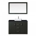 Tavian 48" Single Bathroom Vanity in Zebra Grey with Black Galaxy Granite Top and Square Sink with Polished Chrome Faucet and Mirror