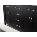 Caroline 60" Double Bathroom Vanity in Espresso with Marble Top and Round Sink with Mirror