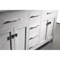 Caroline 60" Double Bathroom Vanity in White with Marble Top and Round Sink with Polished Chrome Faucet and Mirror
