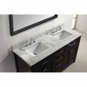 Caroline 60" Double Bathroom Vanity in Espresso with Marble Top and Square Sink with Mirror