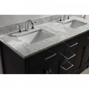 Caroline 60" Double Bathroom Vanity in Espresso with Marble Top and Square Sink with Polished Chrome Faucet and Mirror
