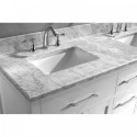 Caroline 60" Double Bathroom Vanity in White with Marble Top and Square Sink with Mirror