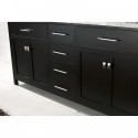 Caroline 72" Double Bathroom Vanity in Espresso with Marble Top and Round Sink with Brushed Nickel Faucet and Mirror