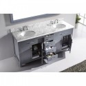 Caroline 72" Double Bathroom Vanity in Grey with Marble Top and Round Sink with Mirror