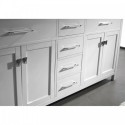 Caroline 72" Double Bathroom Vanity in White with Marble Top and Round Sink with Mirror