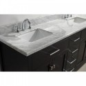 Caroline 72" Double Bathroom Vanity in Espresso with Marble Top and Square Sink with Brushed Nickel Faucet and Mirror