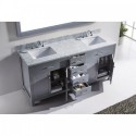 Caroline 72" Double Bathroom Vanity in Grey with Marble Top and Square Sink with Polished Chrome Faucet and Mirror