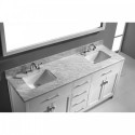 Caroline 72" Double Bathroom Vanity in White with Marble Top and Square Sink with Brushed Nickel Faucet and Mirror