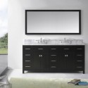Caroline Parkway 72" Double Bathroom Vanity in Espresso with Marble Top and Square Sink with Mirror