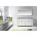 Caroline Parkway 72" Double Bathroom Vanity in White with Marble Top and Square Sink with Brushed Nickel Faucet and Mirror