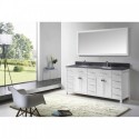 Caroline Parkway 72" Double Bathroom Vanity in White with Marble Top and Square Sink with Brushed Nickel Faucet and Mirror