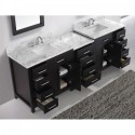Caroline Parkway 93" Double Bathroom Vanity in Espresso with Marble Top and Square Sink with Mirrors