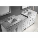 Caroline Parkway 93" Double Bathroom Vanity in White with Marble Top and Square Sink with Mirrors