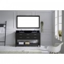 Caroline Estate 60" Double Bathroom Vanity in Espresso with Black Galaxy Granite Top and Round Sink with Mirror