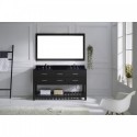 Caroline Estate 60" Double Bathroom Vanity in Espresso with Black Galaxy Granite Top and Square Sink with Mirror