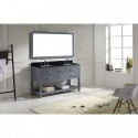 Caroline Estate 60" Double Bathroom Vanity in Grey with Black Galaxy Granite Top and Square Sink with Mirror
