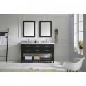 Caroline Estate 60" Double Bathroom Vanity in Espresso with Marble Top and Round Sink with Mirrors