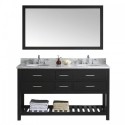 Caroline Estate 60" Double Bathroom Vanity in Espresso with Marble Top and Round Sink with Mirror