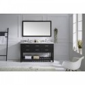 Caroline Estate 60" Double Bathroom Vanity in Espresso with Marble Top and Round Sink with Mirror