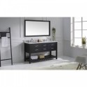 Caroline Estate 60" Double Bathroom Vanity in Espresso with Marble Top and Round Sink with Mirror