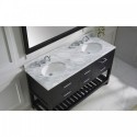 Caroline Estate 60" Double Bathroom Vanity in Espresso with Marble Top and Round Sink with Mirror