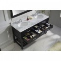 Caroline Estate 60" Double Bathroom Vanity in Espresso with Marble Top and Round Sink with Mirror