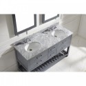 Caroline Estate 60" Double Bathroom Vanity in Grey with Marble Top and Round Sink with Mirrors