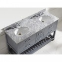 Caroline Estate 60" Double Bathroom Vanity in Grey with Marble Top and Round Sink with Mirror