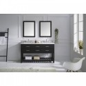 Caroline Estate 60" Double Bathroom Vanity in Espresso with Marble Top and Square Sink with Mirrors