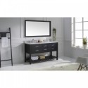 Caroline Estate 60" Double Bathroom Vanity in Espresso with Marble Top and Square Sink with Mirror