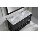 Caroline Estate 60" Double Bathroom Vanity in Espresso with Marble Top and Square Sink with Mirror