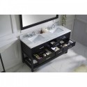 Caroline Estate 60" Double Bathroom Vanity in Espresso with Marble Top and Square Sink with Mirror