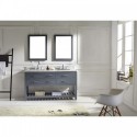 Caroline Estate 60" Double Bathroom Vanity in Grey with Marble Top and Square Sink with Mirrors