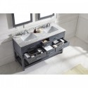 Caroline Estate 60" Double Bathroom Vanity in Grey with Marble Top and Square Sink with Mirrors