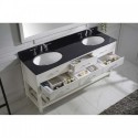 Caroline Estate 72" Double Bathroom Vanity in White with Black Galaxy Granite Top and Round Sink with Brushed Nickel Faucet and Mirror