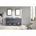 Caroline Estate 72" Double Bathroom Vanity in Grey with Marble Top and Round Sink with Polished Chrome Faucet and Mirrors
