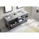 Caroline Estate 72" Double Bathroom Vanity in Grey with Marble Top and Round Sink with Polished Chrome Faucet and Mirrors