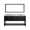 Caroline Estate 72" Double Bathroom Vanity in Espresso with Marble Top and Square Sink with Mirror