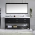 Caroline Estate 72" Double Bathroom Vanity in Espresso with Marble Top and Square Sink with Mirror