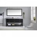 Caroline Estate 72" Double Bathroom Vanity in Espresso with Marble Top and Square Sink with Mirror